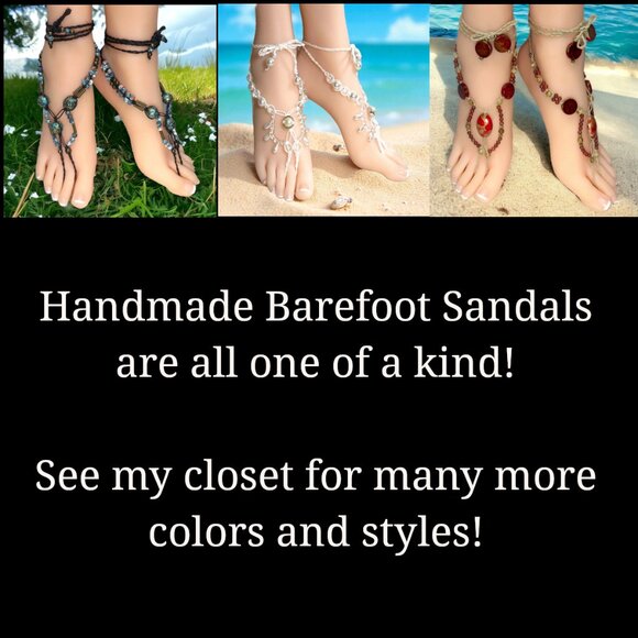 NEW Purple & Blue Gemstone Barefoot Sandals. Beach fashion foot jewelry. - Picture 5 of 5